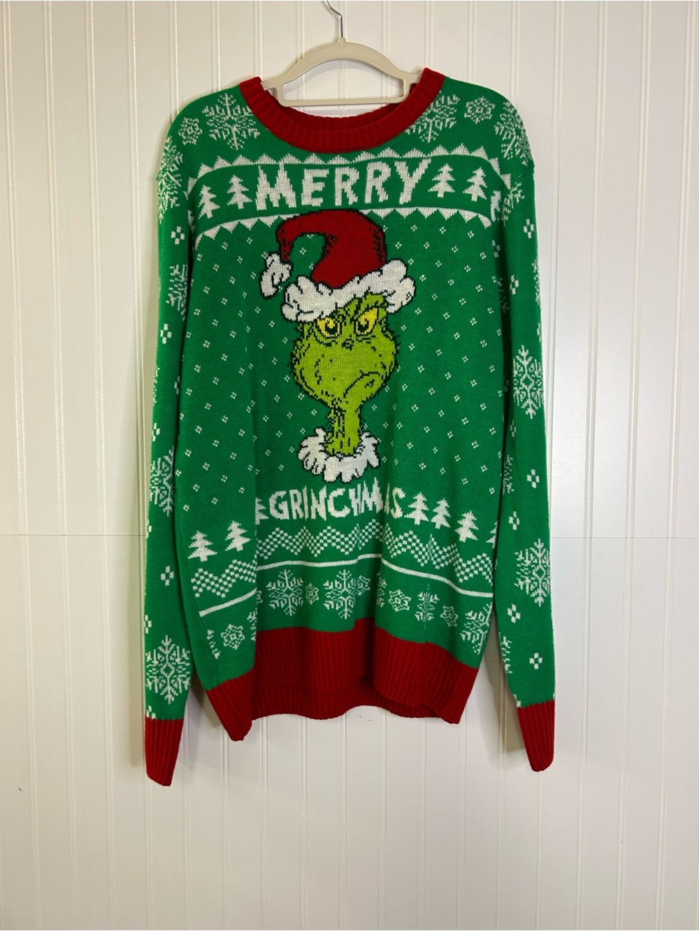 Green Grinch Merry Grinchmas Sweater Size Large